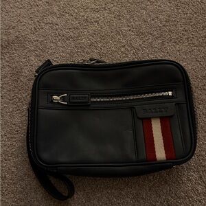 Bally Black Belt Bag with Red and Cream Accents
